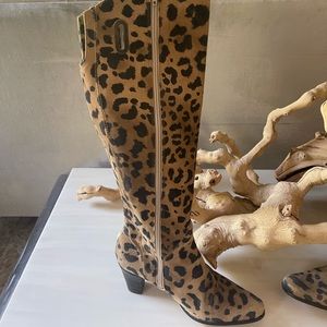 Women’s cheetah heeled boots … Italian Designer and totally chic …